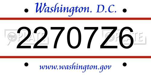 22707Z6 District Of Columbia License Plate