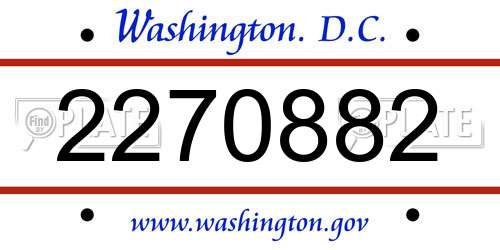 2270882 District Of Columbia License Plate