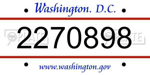 2270898 District Of Columbia License Plate