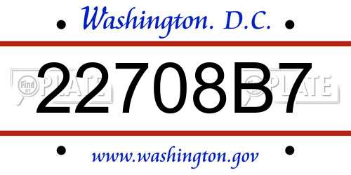 22708B7 District Of Columbia License Plate