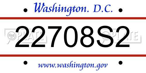 22708S2 District Of Columbia License Plate