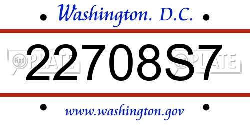 22708S7 District Of Columbia License Plate