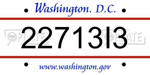 22713I3 District Of Columbia License Plate