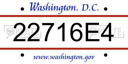 22716E4 District Of Columbia License Plate