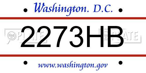 2273HB District Of Columbia License Plate