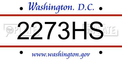 2273HS District Of Columbia License Plate