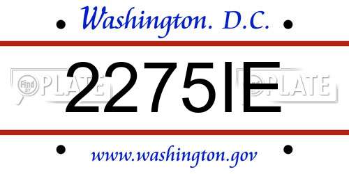 2275IE District Of Columbia License Plate