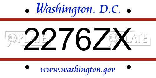 2276ZX District Of Columbia License Plate