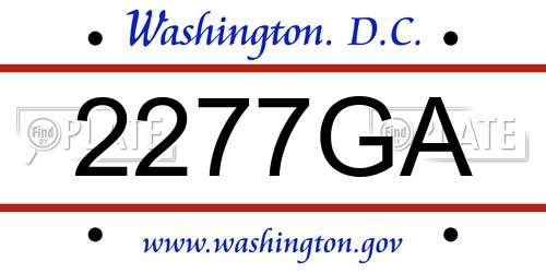 2277GA District Of Columbia License Plate