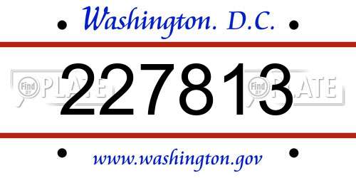 227813 District Of Columbia License Plate