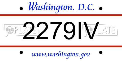 2279IV District Of Columbia License Plate