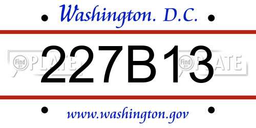 227B13 District Of Columbia License Plate