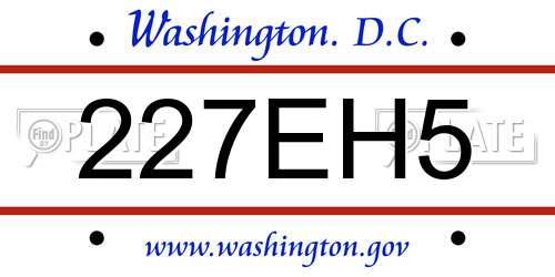 227EH5 District Of Columbia License Plate
