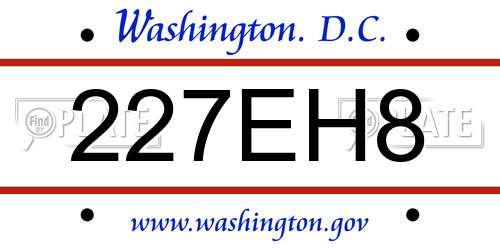 227EH8 District Of Columbia License Plate