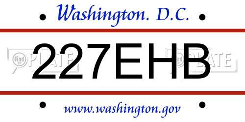 227EHB District Of Columbia License Plate