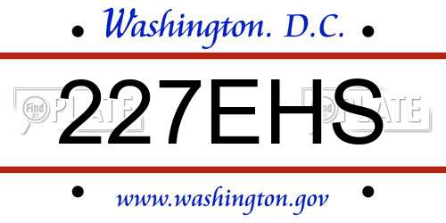 227EHS District Of Columbia License Plate