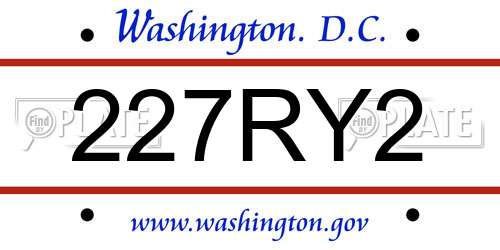 227RY2 District Of Columbia License Plate