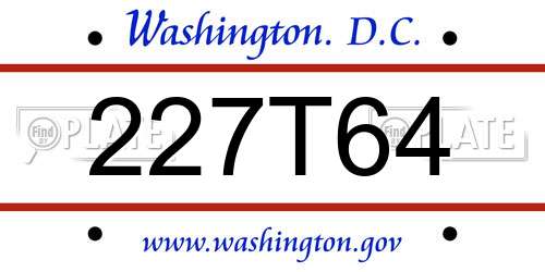 227T64 District Of Columbia License Plate