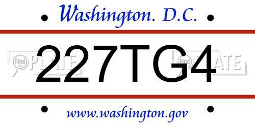 227TG4 District Of Columbia License Plate