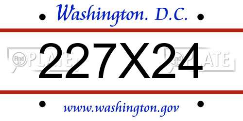 227X24 District Of Columbia License Plate