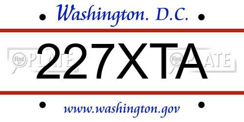 227XTA District Of Columbia License Plate