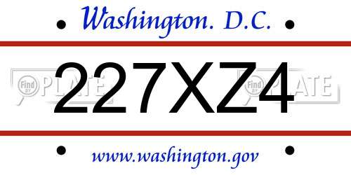 227XZ4 District Of Columbia License Plate