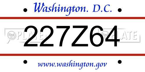 227Z64 District Of Columbia License Plate