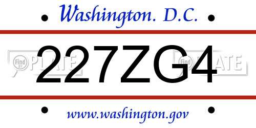 227ZG4 District Of Columbia License Plate