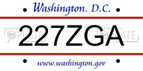 227ZGA District Of Columbia License Plate