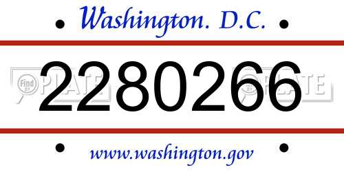 2280266 District Of Columbia License Plate