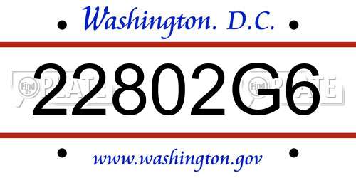 22802G6 District Of Columbia License Plate