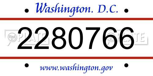 2280766 District Of Columbia License Plate