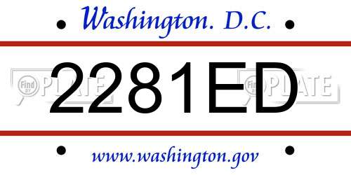 2281ED District Of Columbia License Plate