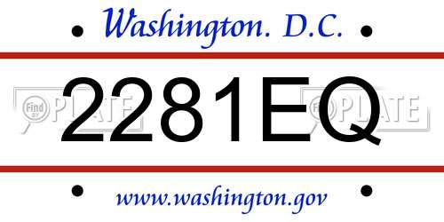 2281EQ District Of Columbia License Plate