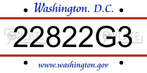 22822G3 District Of Columbia License Plate