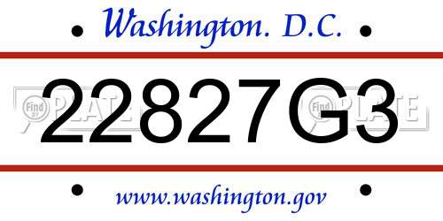 22827G3 District Of Columbia License Plate