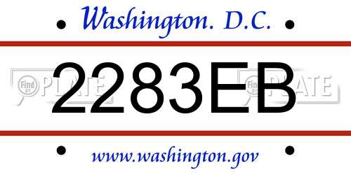 2283EB District Of Columbia License Plate