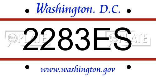 2283ES District Of Columbia License Plate