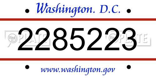 2285223 District Of Columbia License Plate
