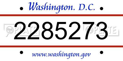 2285273 District Of Columbia License Plate