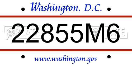 22855M6 District Of Columbia License Plate