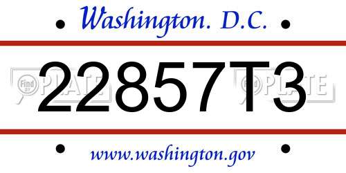 22857T3 District Of Columbia License Plate