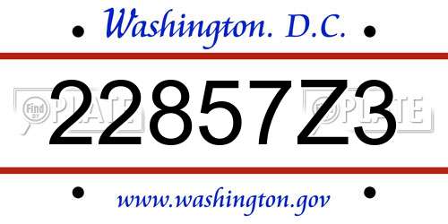 22857Z3 District Of Columbia License Plate