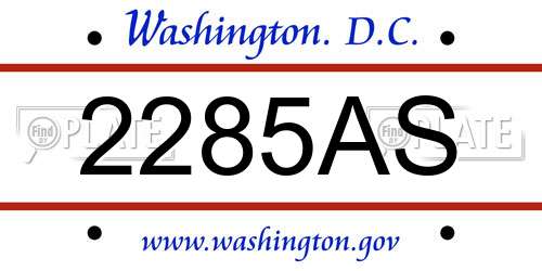 2285AS District Of Columbia License Plate