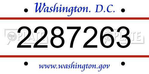 2287263 District Of Columbia License Plate