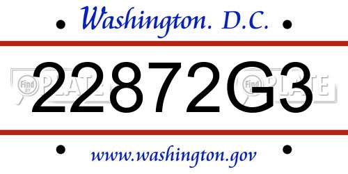 22872G3 District Of Columbia License Plate