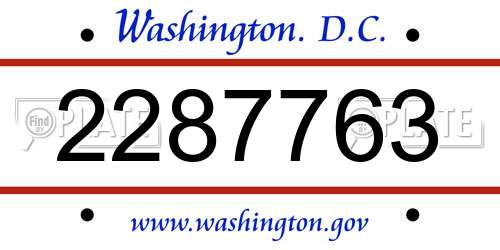 2287763 District Of Columbia License Plate