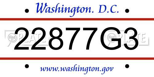 22877G3 District Of Columbia License Plate