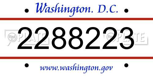 2288223 District Of Columbia License Plate