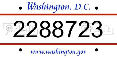 2288723 District Of Columbia License Plate